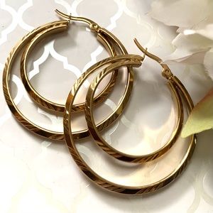 14K Gold Double Hoop Earrings